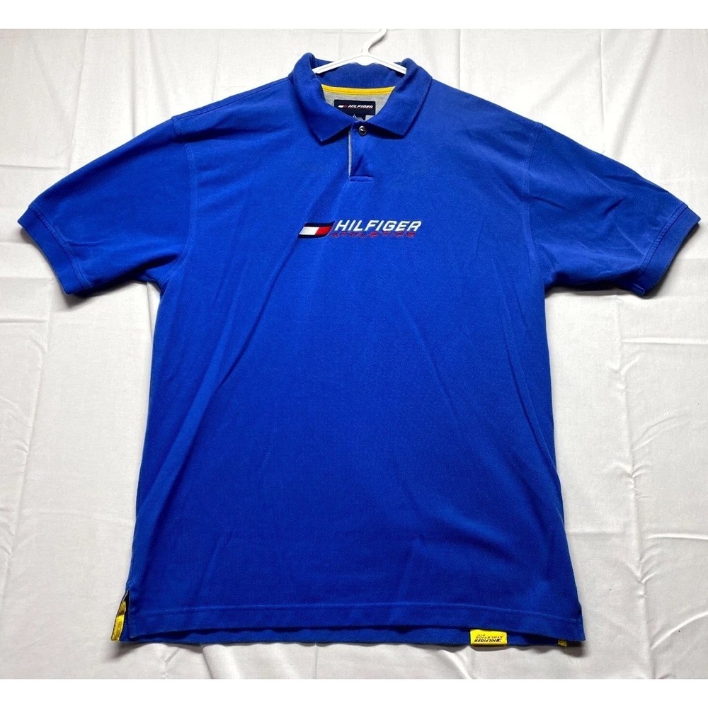 Tommy Hilfiger Athletics Polo Shirt Mens Large Royal Blue Golf Tennis Side Slit